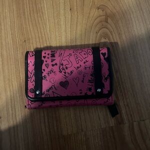 Pink Wallet with Black Graphic Design